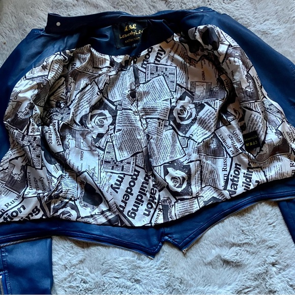 Leisurely Life Navy blue bikercore Moto jacket, spikes and zips, never worn. - Picture 14 of 15